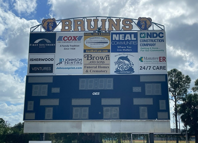 Neal Communities Donates $5,000 to Bayshore High School as a Stadium Scoreboard Sponsor